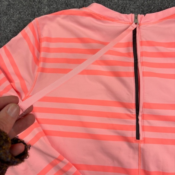 LULULEMON Women’s Lululemon Run: Warm Up Crew Ocean Stripe Coral /Orange size 10 - Picture 7 of 11